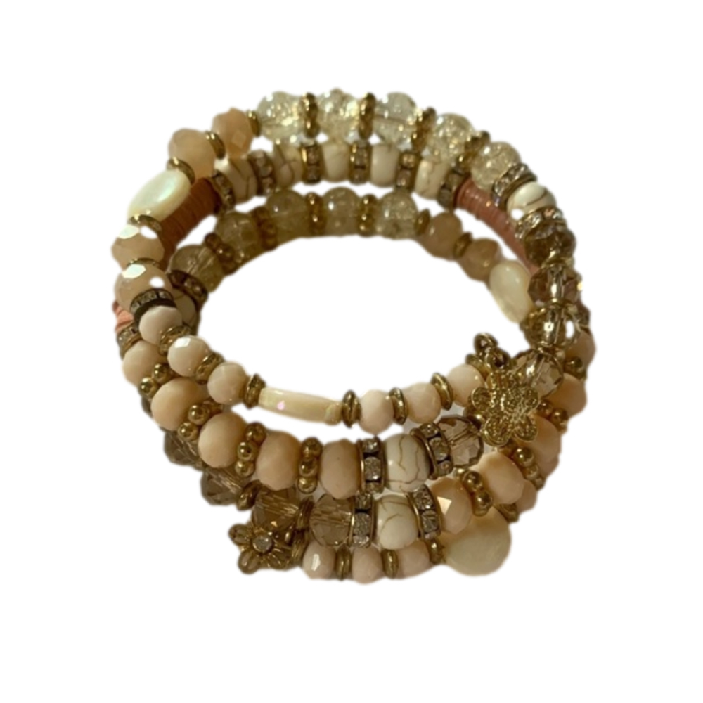 Shiny Rhinestone Embellished Beaded Bracelet
